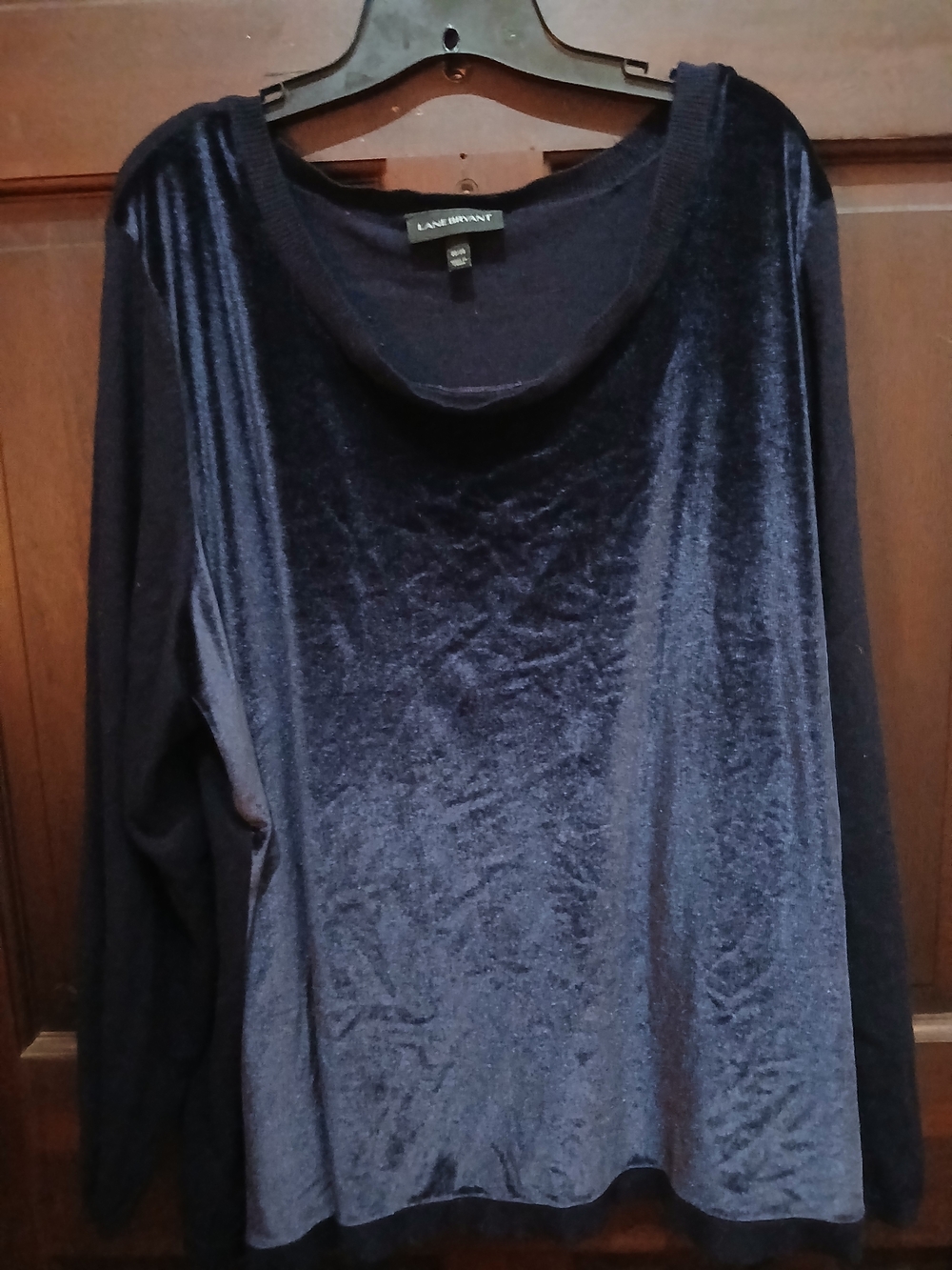 Lane Bryant Navy Velour Front Long Sleeve Tunic Size 26/28